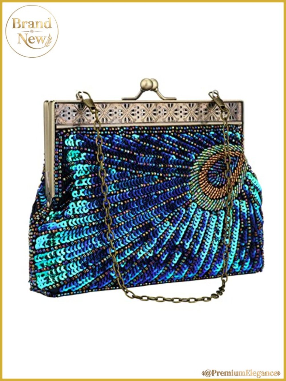 Sequin Beaded Clutch Vintage Evening Handbag 1920s Party Wedding Purse